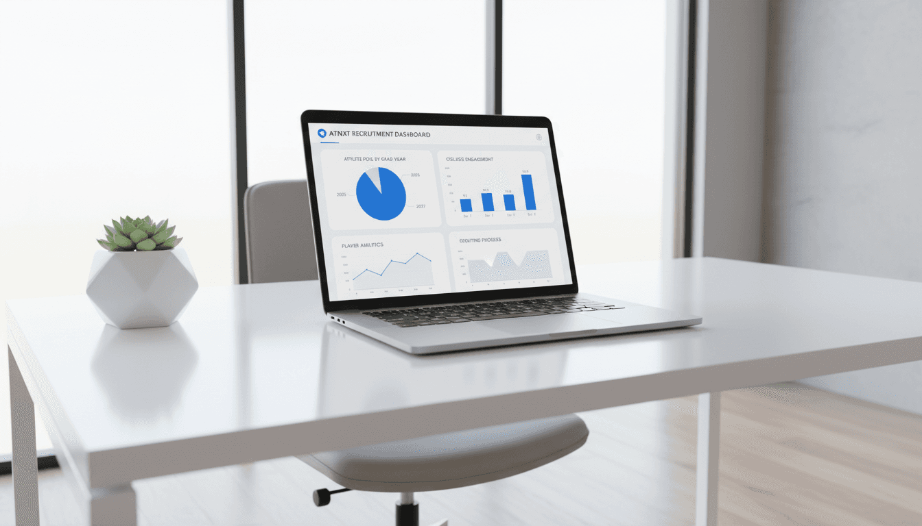 ATNXT recruitment dashboard on laptop screen